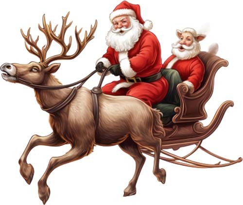 Christmas santa sleigh wall - sleigh,