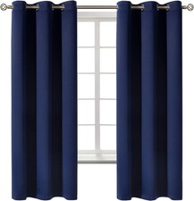 Blackout Curtains Thermal Insulated Room Darkening 2 Panels 42x63" Navy Blue