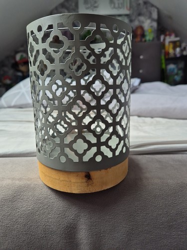Grey wooden base - candle, holder