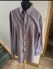 M&S Man Burgundy Dog Tooth Long Sleeve Shirt Size XL Button Collars
