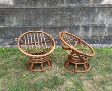 Pair of 1970's Cane Swivel Chairs by Angrave's of Leicester