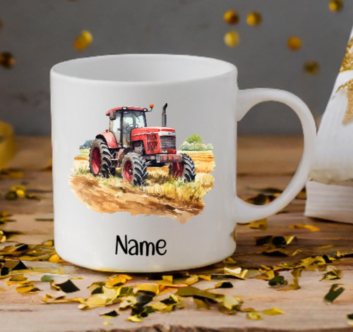 Red tractor personalised mug - red,