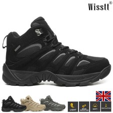 MENS WATERPROOF BOOTS LEATHER MEMORY FOAM WALKING HIKING ANKLE TRAINERS SHOES