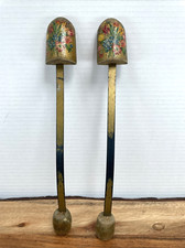 Antique Floral Ladies Shoe Wood Stretchers Gold coloured