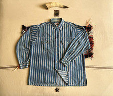 Levi's Railroad Work Shirt L-XL Vintage 1995 Blue Workwear Stripes Loco LVC-ish