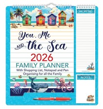2026 Family Organiser Calendar Planner with Memo Pad, Pen & Shopping List -Sea