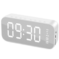 Digital Alarm Clock with Time LED Display Mirror Clock Wireless Stereo Speaker