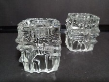 Vintage Pair Czech Sklo Union Vladislav Urban Design Glass Candle Sticks 3"/7.5c