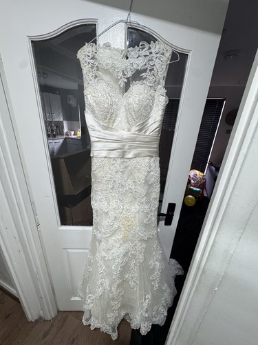 Ivory satin bridal gown size - ivory,