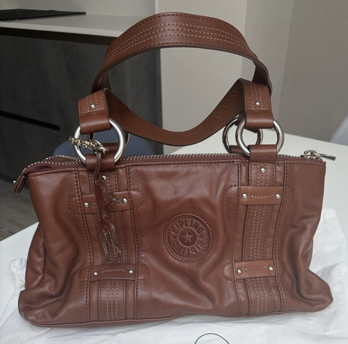 Kipling brown leather shoulder - kipling,