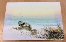 Charming Small Watercolour Painting Of A Rowing Boat, Signed Preecha