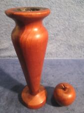 JOBLOT WOODEN ORNAMENTS ~ CANDLESTICK + APPLE - Wood, baize, carved, fruit, sp.G