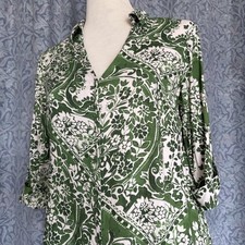Women’s Matalan Papaya Smart Green & White 3/4 Sleeve Blouse Shirt. Size UK 12