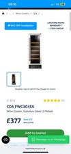 CDA FWC304SS 30cm Freestanding Under Counter Wine Cooler - Stainless Steel
