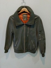 Campri German Air Force Type Flight Jacket Leather Grey Vintage 80s