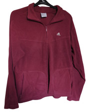 VINTAGE Y2K ADIDAS 1/4 Zip Fleece Pullover Jumper Red Burgundy Y2K - L