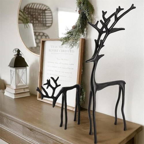 2pcs black reindeer statue - black,