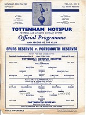 Tottenham Reserves v Portsmouth (Combination) 1960/1961 - Spurs Double season
