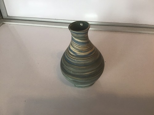 Art pottery bud vase - 14cm, blue