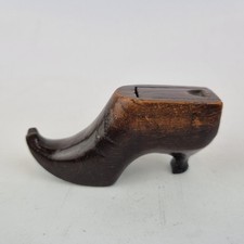 Small Antique Treen Snuff Box Form Of A Shoe Clog 6.9cm Long