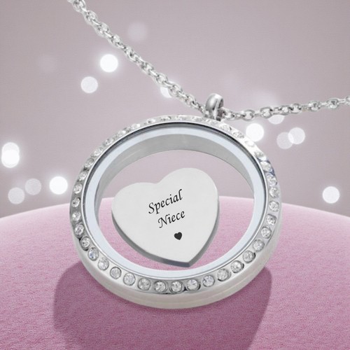 Floating locket necklace with - locket,
