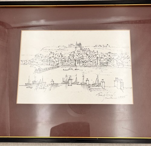 Pen ink whitby abbey town - ink,