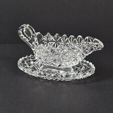 Vintage Mini Glass Sauce Boat & Tray, Diamond Pattern, Mid-Century, 250g