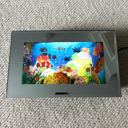 Vintage mirror aqua scene - aqua,
