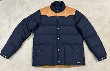 Penfield Puffer Jacket - Blue With Brown Shoulders - Size Medium