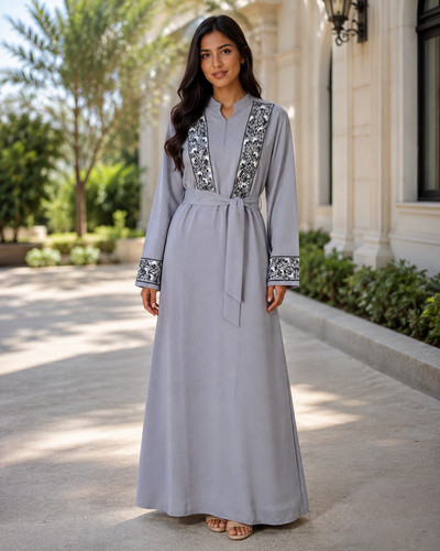 Women grey abaya maxi - abaya,