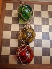 3x Glass Nautical Sea Fishing Floats Traffic Lights Style (Red Amber Green)