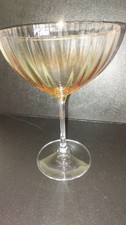 Large Amber Glass Crystal Cocktail Martini Glass Ribbed 17.6cm High