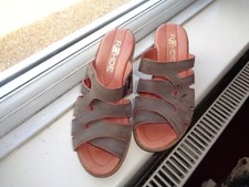 ROHDE REAL LEATHER BACKLESS SANDALS OPEN TOE WEDGE  HEEL 2.5" SIZE UK 3 EU 36