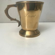 ANTIQUE EPNS SILVER PLATE WARE TANKARD/CUP WITH HANDLE ENGRAVED STUART        an