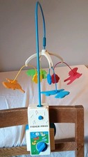 Vintage Retro Fisher Price Wind Up Animals Cot Mobile Lullaby Music Box 