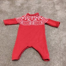 Next Baby Red Playsuit All In One with Reindeer Design 0-3 Months ideal for Xmas