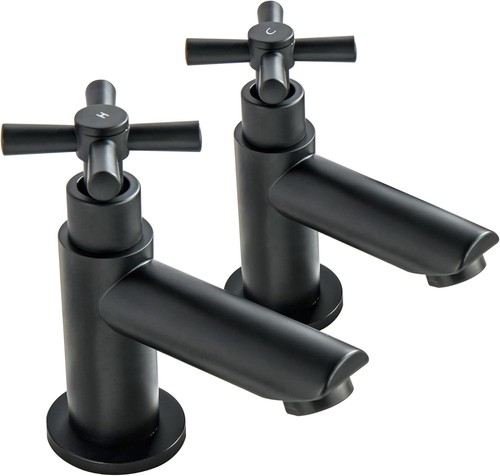 Black basin taps pair hot - pair, cold