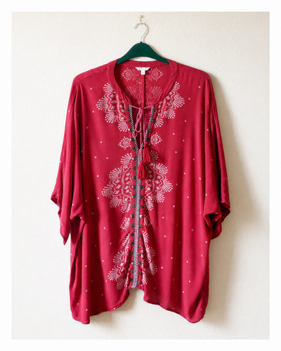 Monsoon red viscose kaftan - monsoon,