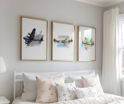 Ww2 aircraft watercolour print - aircraft,