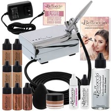 Belloccio AIRBRUSH Tan FOUNDATION MAKEUP SYSTEM Compressor Blush Bronzer Kit Set
