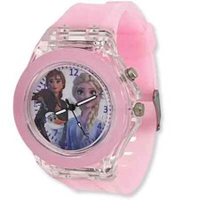 Frozen Elsa & Anna Light Up Pink Colour Changing Girls Kids Children Wrist Watch