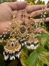 jhumke tikka set_wedding jewlerry_indian jhumka tikka set_ black mehndi jewlery