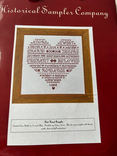 Cross stitch red heart sampler - cross,