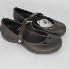 NWT CROCS Alice Chocolate Brown Mary Janes Ballet Flats Girls Size 3