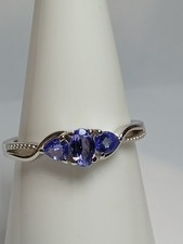 Tanzanite Ring In Platinum Overlay 925  Sterling Silver size L New
