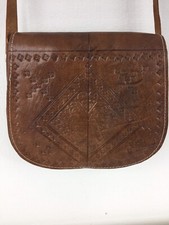 Vintage brown tooled leather - vintage,