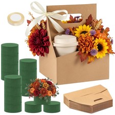 18 Pack Flower and Coffee Carrier Kraft 4 Cup Drink Carrier with Handle Coffe...