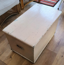Antique Victorian Distressed Pine Ottoman - Toy Box - Chest - Trunk - Vintage