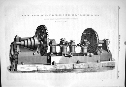 Old 1875 duplex wheel lathe - duplex,