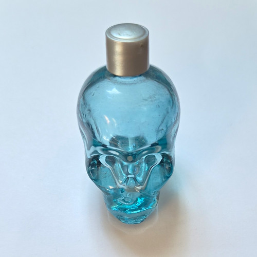 Blue glass skull figural - glass,